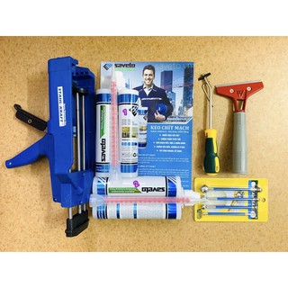 Combo bộ keo chít mạch chống thấm nền phòng tắm 3-4m2- keo Saveto