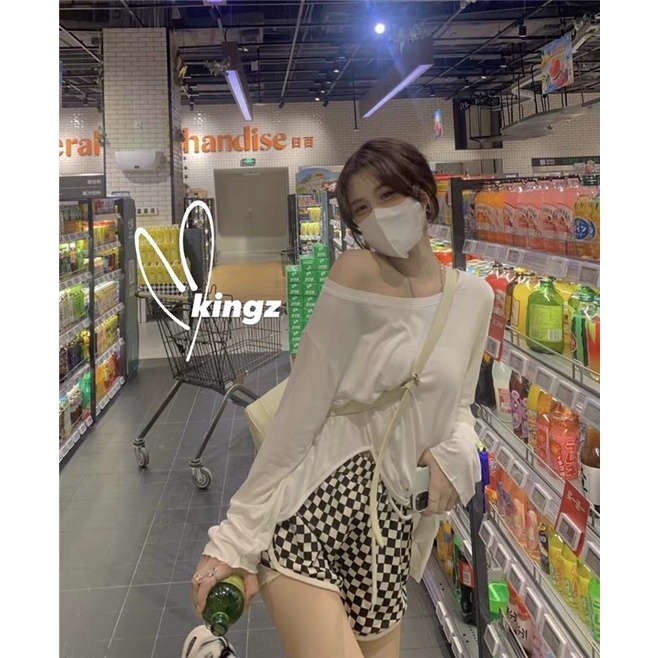 SET ÁO THUN XẺ TÀ QUẦN SHORT CARO THỂ THAO ULZZANG