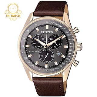 Đồng hồ Nam Citizen Eco-Drive AT2393-17H mặt đen, dây da, kính cứng - Máy chạy năng lượng ánh sáng