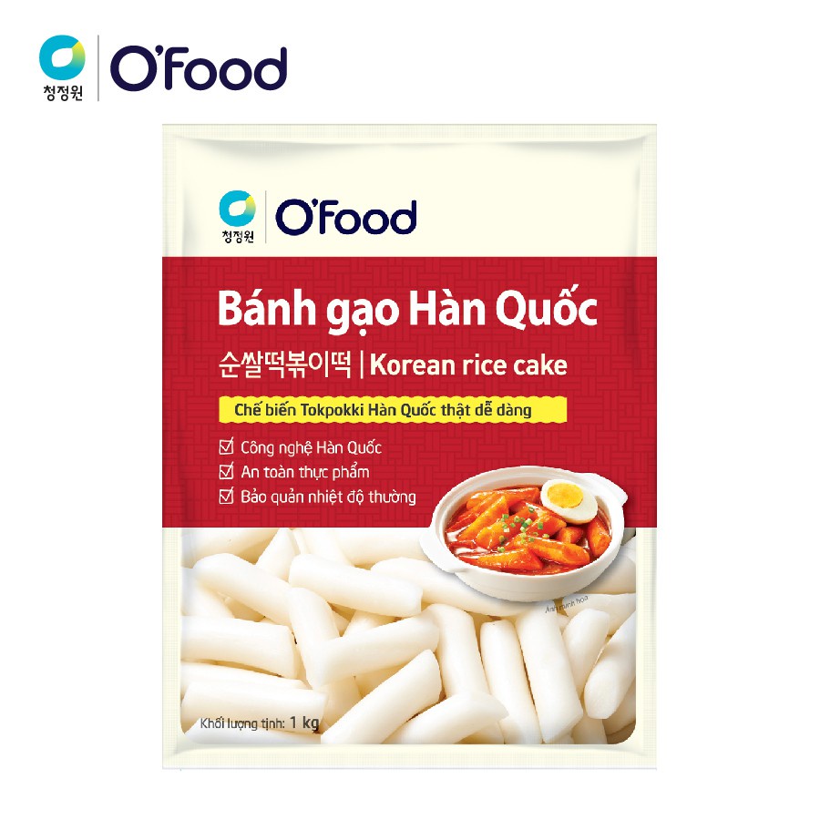 Bánh gạo Hàn Quốc (O'food) gói 1kg [dùng làm món Tokpokki]