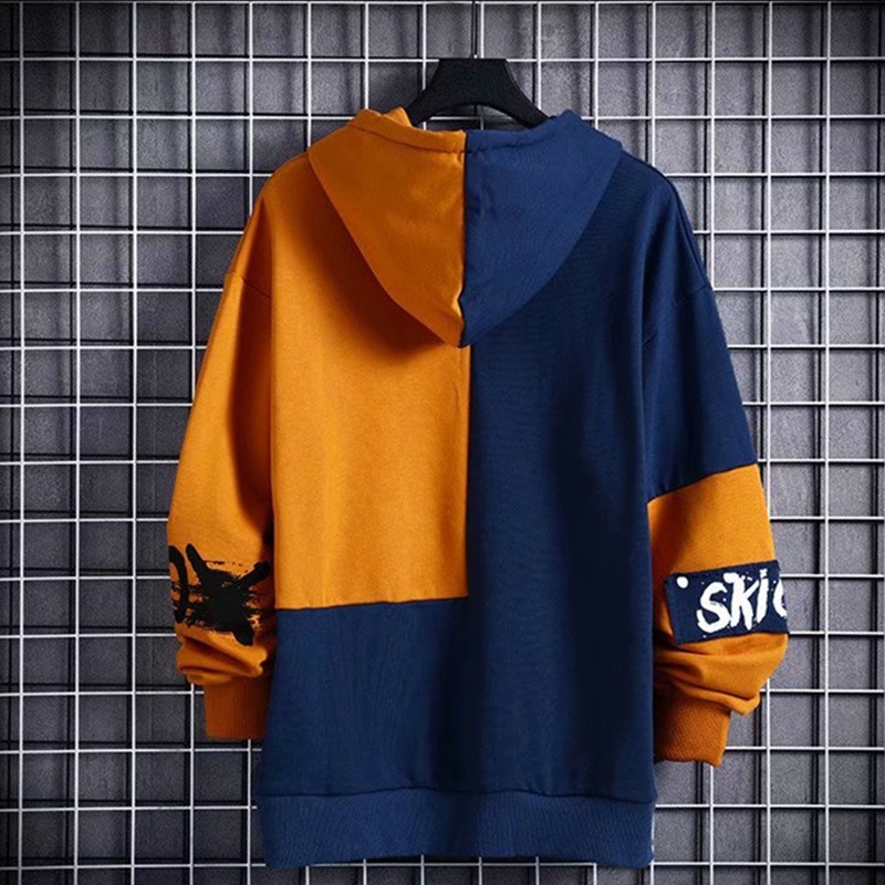 Áo hoodie tay dài form rộng phối màu phong cách Âu Mỹ cá tính cho nam | BigBuy360 - bigbuy360.vn