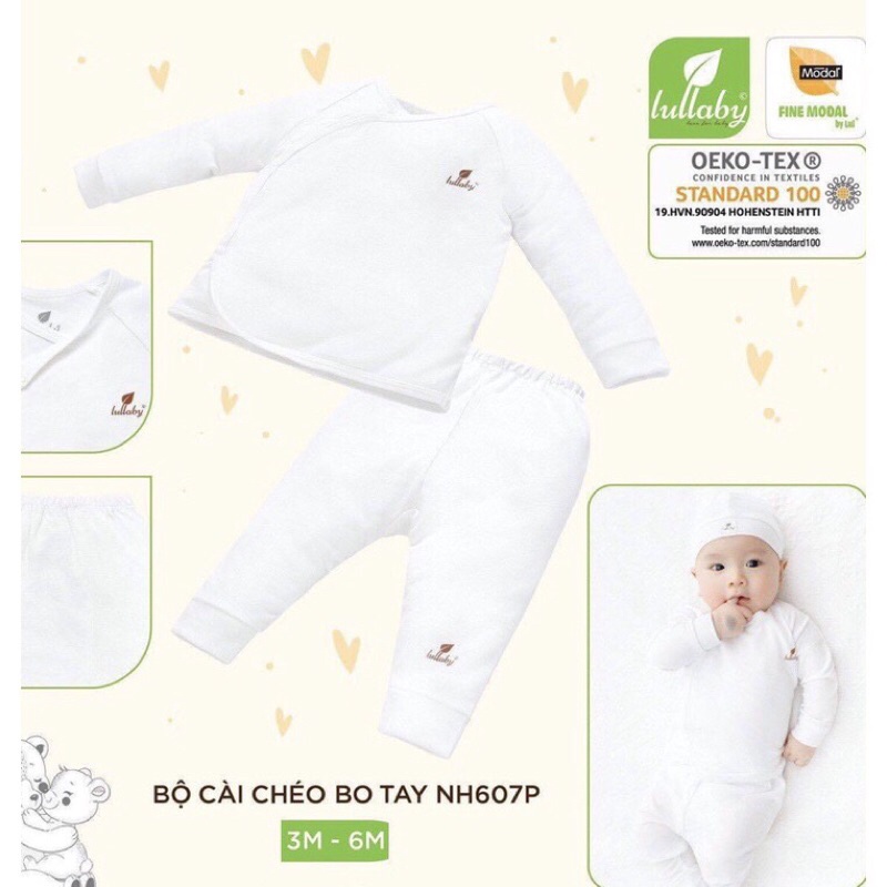 [NH607P] Bộ sơ sinh cúc lệch BST Modal cao cấp Lullaby