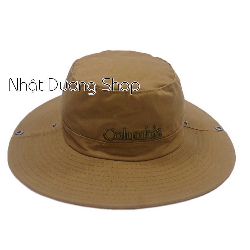 Nón tai bèo nam vành rộng 8,5 cm thêu chữ Columbia và Sport và trơn kết hợp vải cotton tốt mềm mại