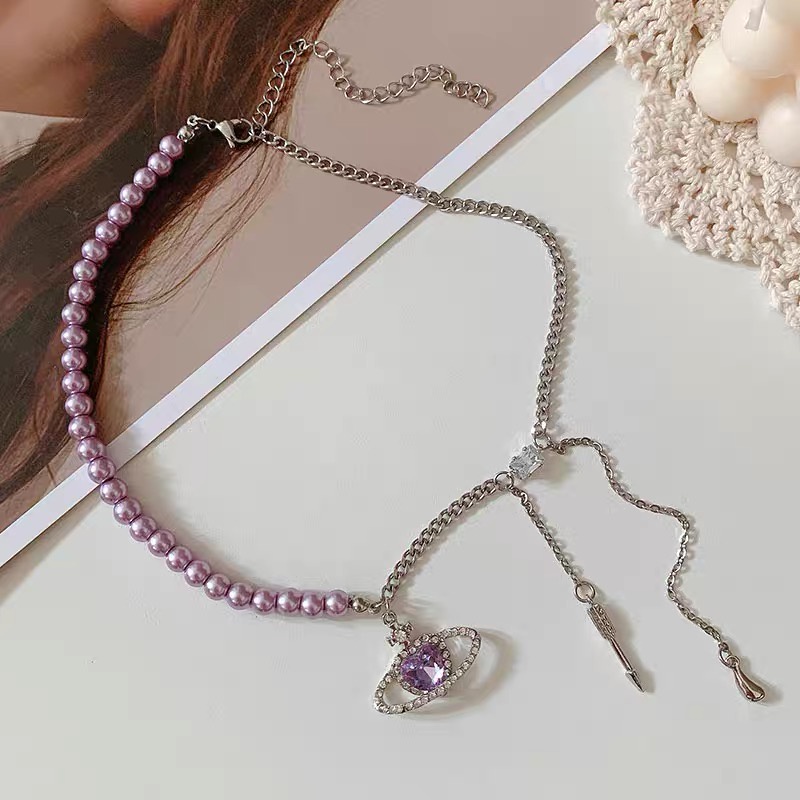 [Siêu Đẹp] Choker Vòng Cổ Hàn Quốc Mặt Địa Cầu Đính Đá Màu Tím Cao Cấp Mainia Shop