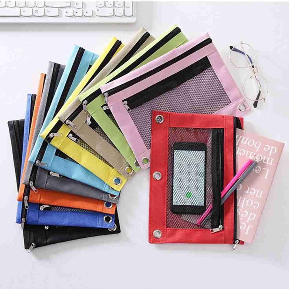 Túi Đựng Bút Bằng Vải Oxford Hai Ngăn Có Khóa Kéo