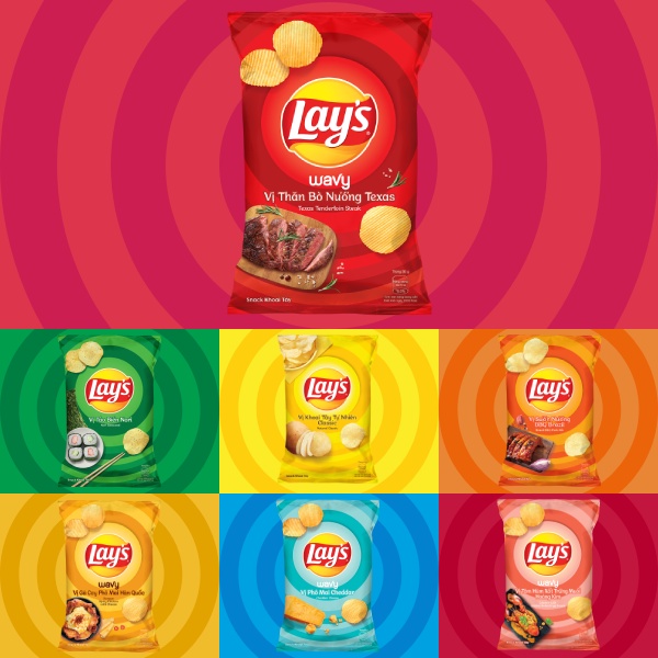 Combo 4 Snack Khoai Tây Lay's Wavy vị Thăn Bò Nướng Texas 95g/gói