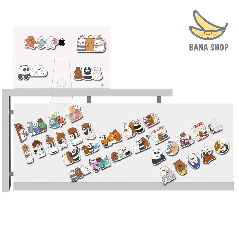 Set 105 sticker anh em gấu bare bear Chúng tôi đơn giản là Gấu