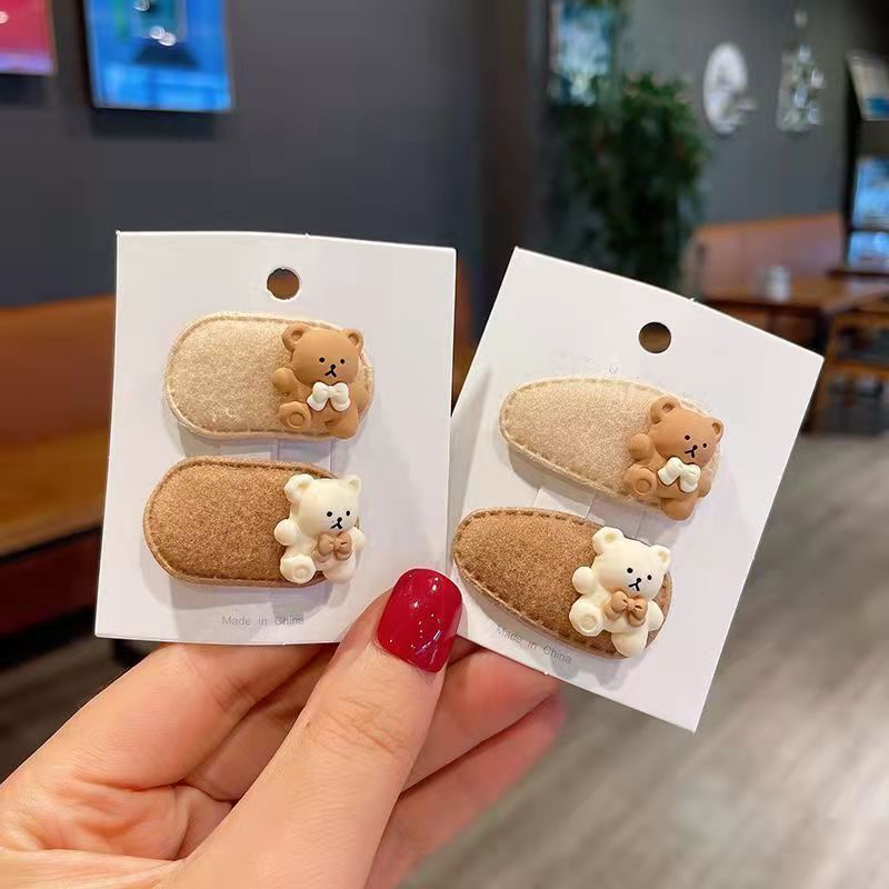 Kẹp Tóc Mini Màu Cà Phê Sữa Gấu Dễ Thương Cho Bé Gái
