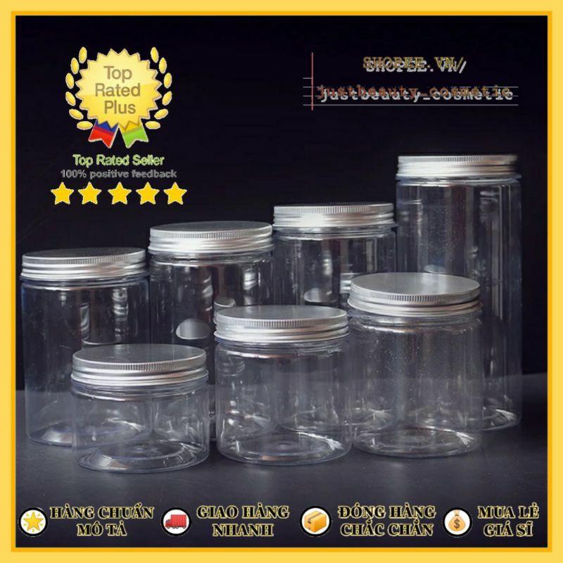 HŨ NHỰA NẮP NHÔM đựng thực phẩm HỦ LỌ NHỰA PET 50g 100g 200g 250g 350g 500g 800g 1000g 1200g