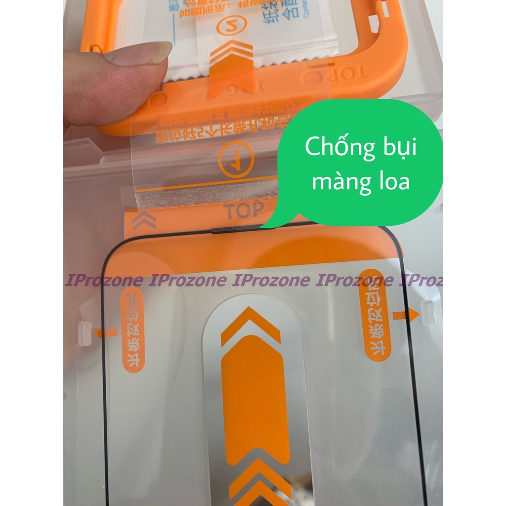 Kính Cường Lực Kuzoom Kèm Khung Hỗ Trợ Tự Dán Cho IP 14 Series 13 Series - Tự Kéo Bụi, Ko Bị Bọt, Chính hãng Kuzoom