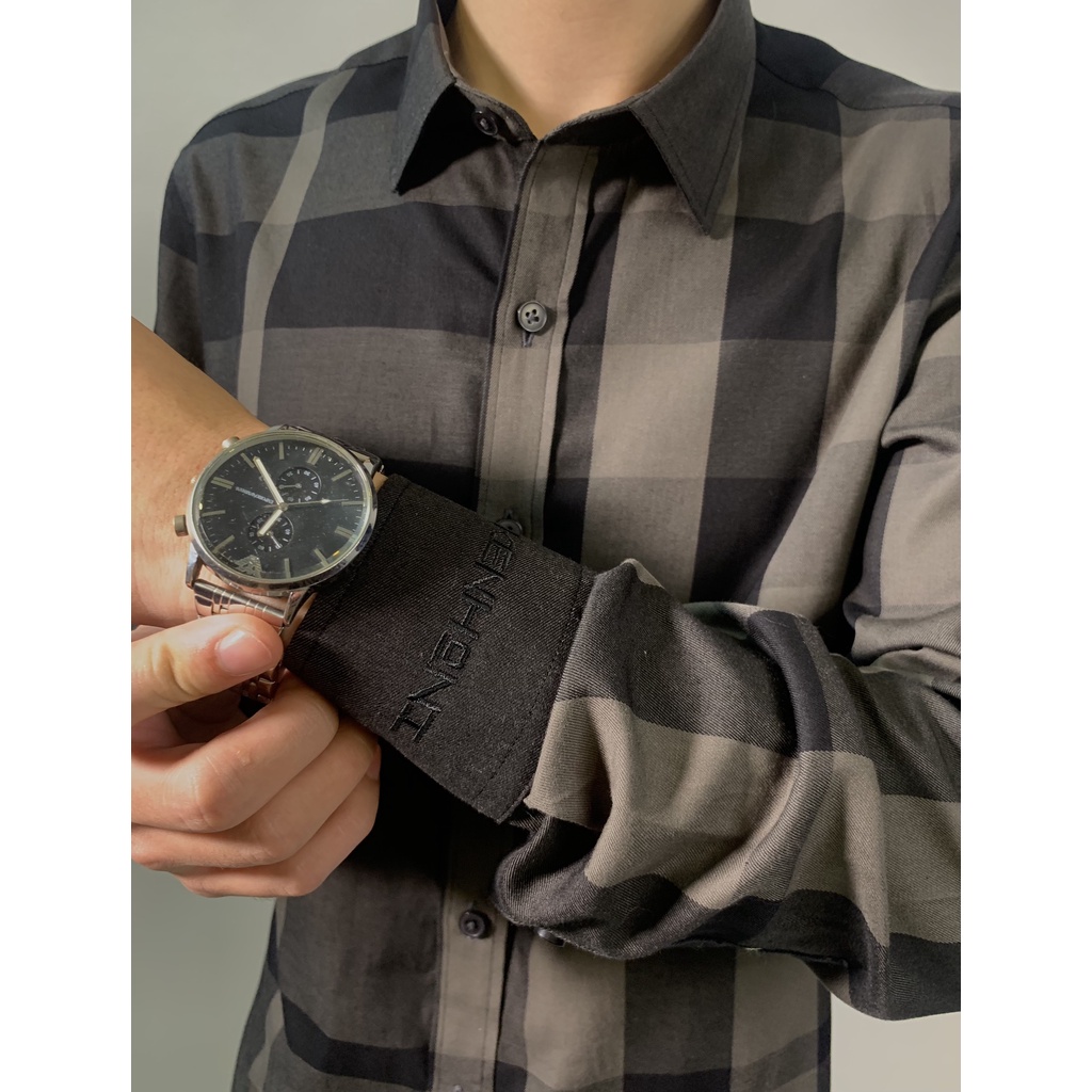 Áo sơ mi nam công sở KENHONI form dáng Hàn Quốc chất cotton 100 phối họa tiết BBR