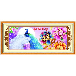 Tranh Thêu Chữ Thập 3D kết hạt cườm, hạt đá Hoa Khai Phú Quý EVA9002 (KHÁCH TỰ THÊU) KT:111X50CM