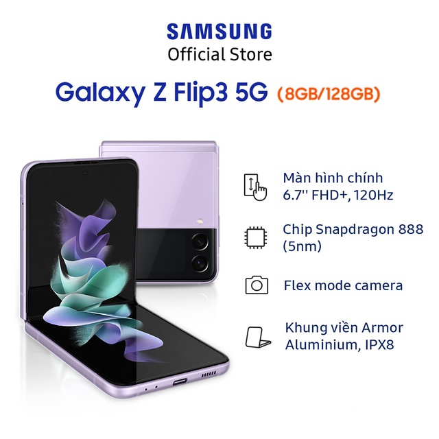 [Mã ELSSHOT giảm 5% đơn 3TR] Điện Thoại Samsung Galaxy Z Flip3 5G 128GB