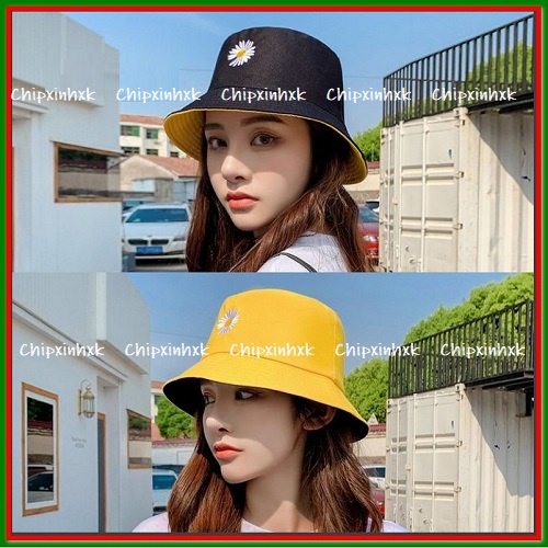 Phụ kiện thời trang cao cấp CHIPXINHXK - mũ bucket 2 mặt thêu hình hoa cúc xinh xắn