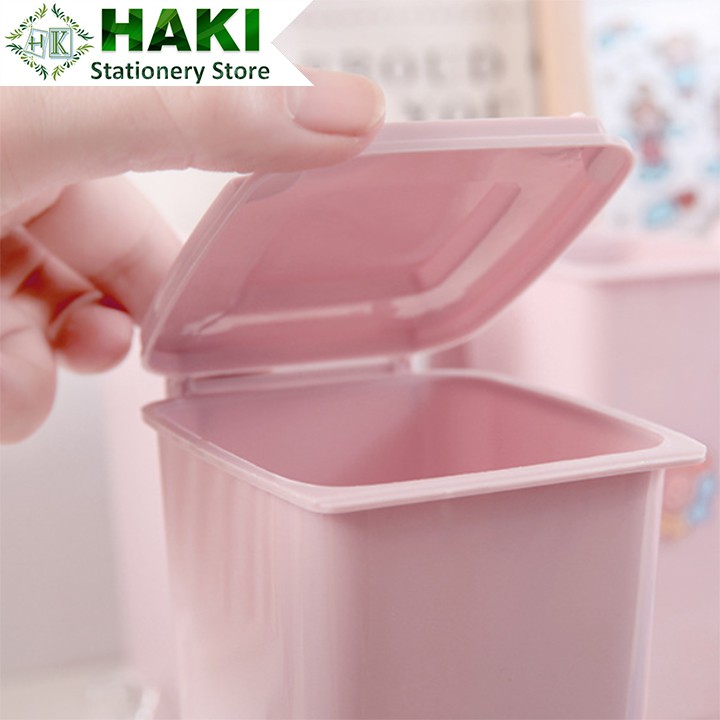 Ống đựng bút hình thùng rác HAKI đa năng màu hồng xinh xắn OB03