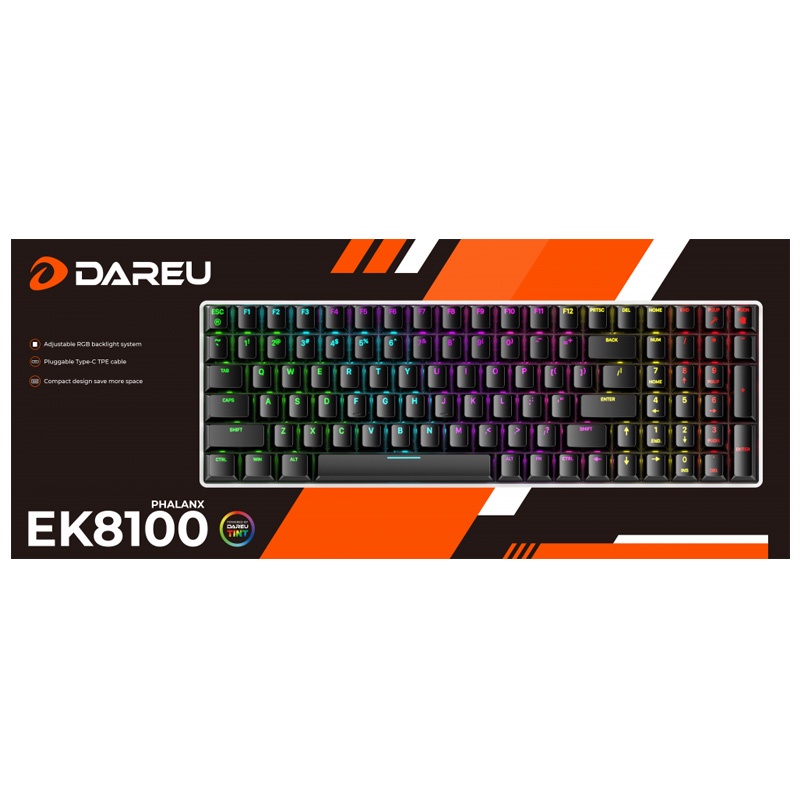 Bàn phím cơ DareU EK8100 LED RGB (Blue/ Brown/ Red D switch)