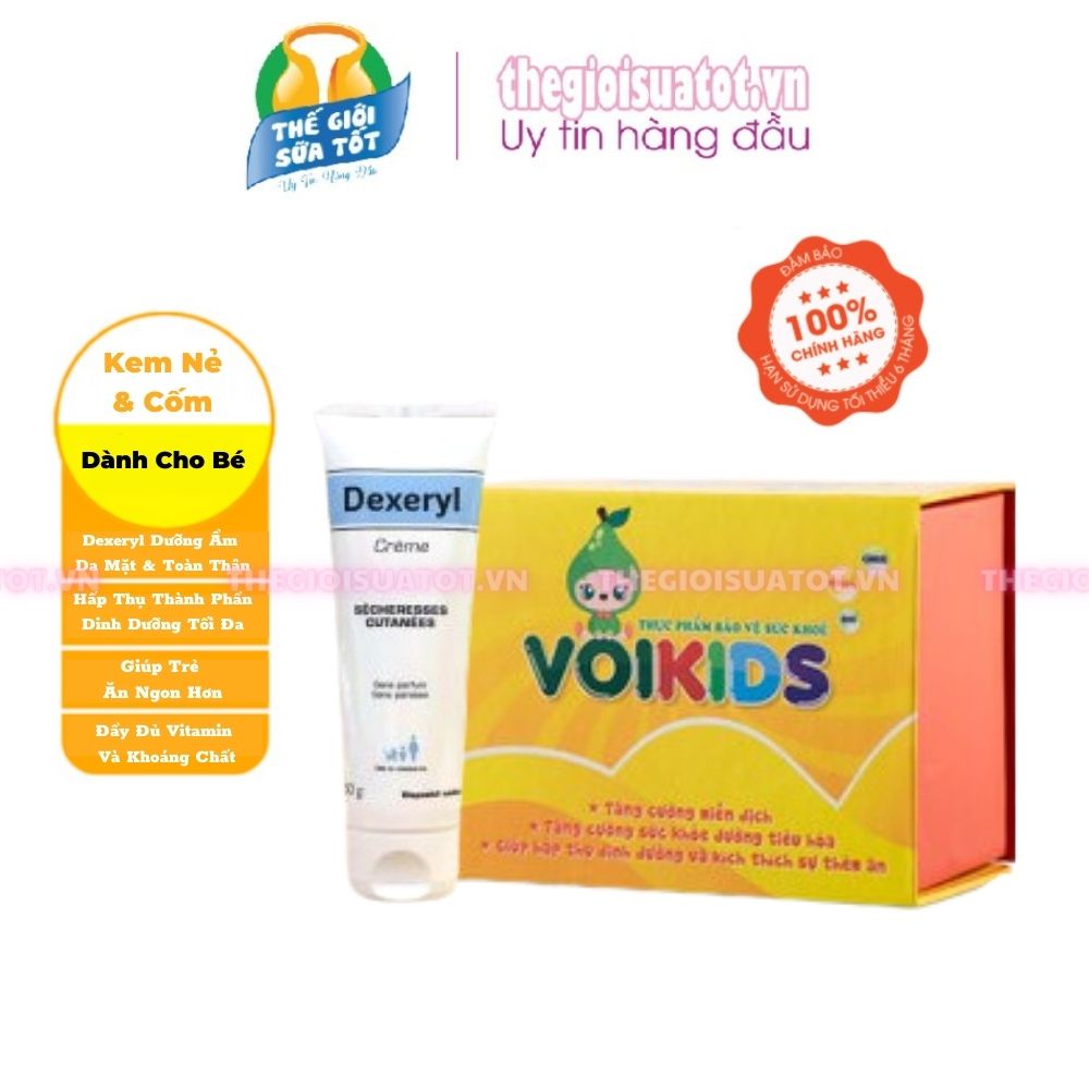 Combo Cốm Ăn Ngon Voikid &amp; Dưỡng Ẩm Dexeryl Creme 50g Chăm Sóc Sức Khỏe Bé Thegioisuatot