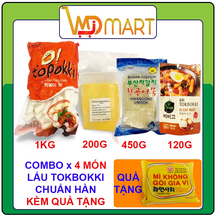 Combo lẩu tokbokki mua 4 tặng 1 tặng kèm mì không vị