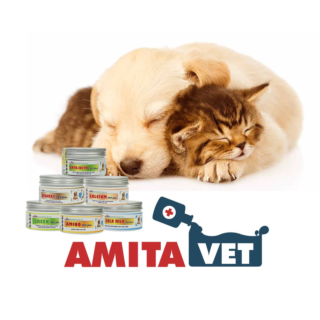 Dưỡng lông cho chó mèo AMINO-PET Plus 35g từ AMITAVET giúp thú cưng bóng mượt lông kích thích mọc lông từ bên trong