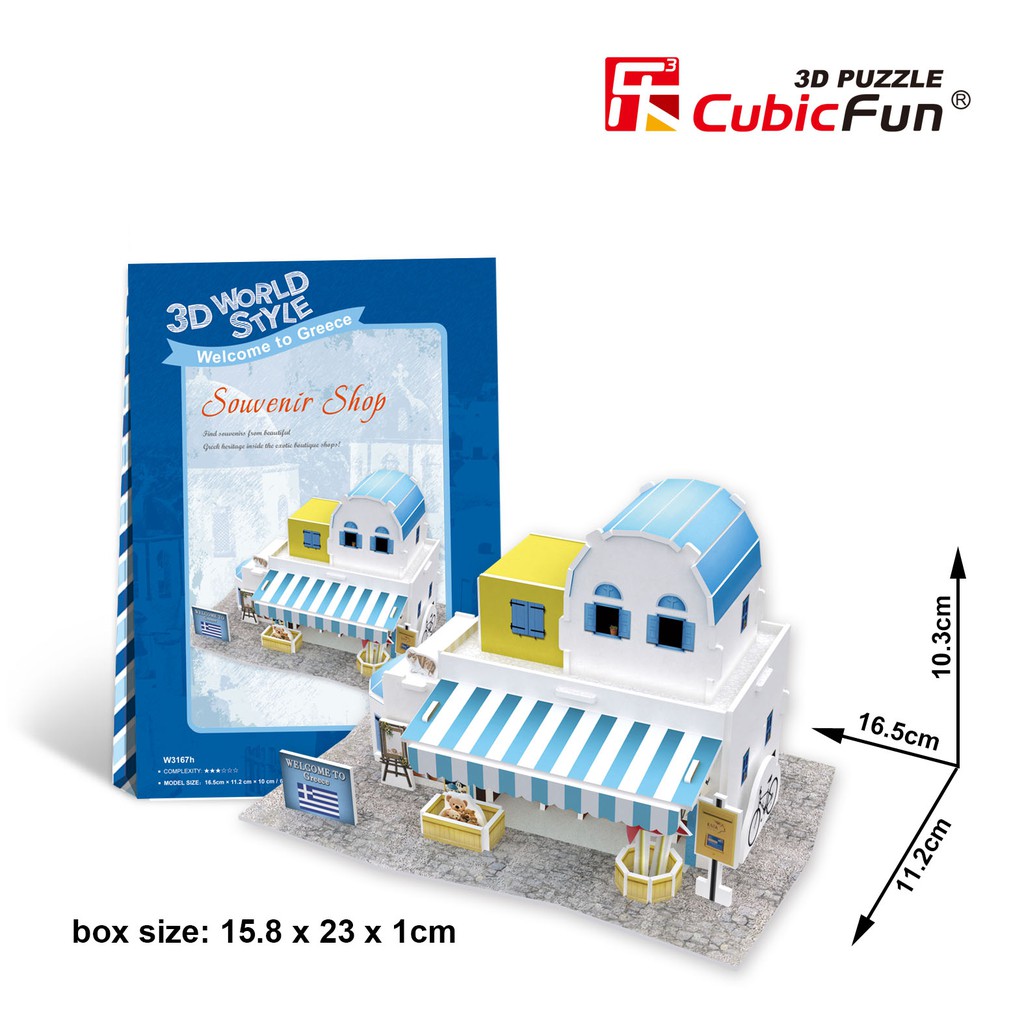 Mô hình giấy 3D CubicFun - Bộ nhà truyền thống Hy Lạp - Souverni shop- W3167h