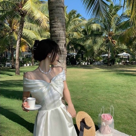 Đầm Dạ Hội Trễ Vai Thắt Dây Lưng Sang Trọng Thời Trang Nữ STclothing