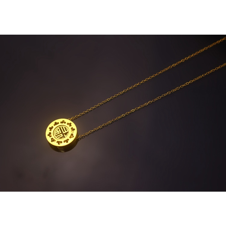 Dây chuyền nữ titan chữ phước cao cấp màu vàng xoay tròn 360 độ đem lại may mắn cho người đeo