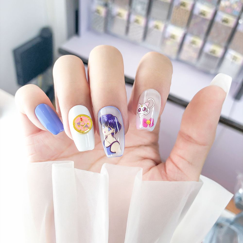 [Hàng mới về] Hình dán phụ kiện trang trí móng nghệ thuật siêu mỏng chống nước họa tiết Thủy thủ Mặt trăng