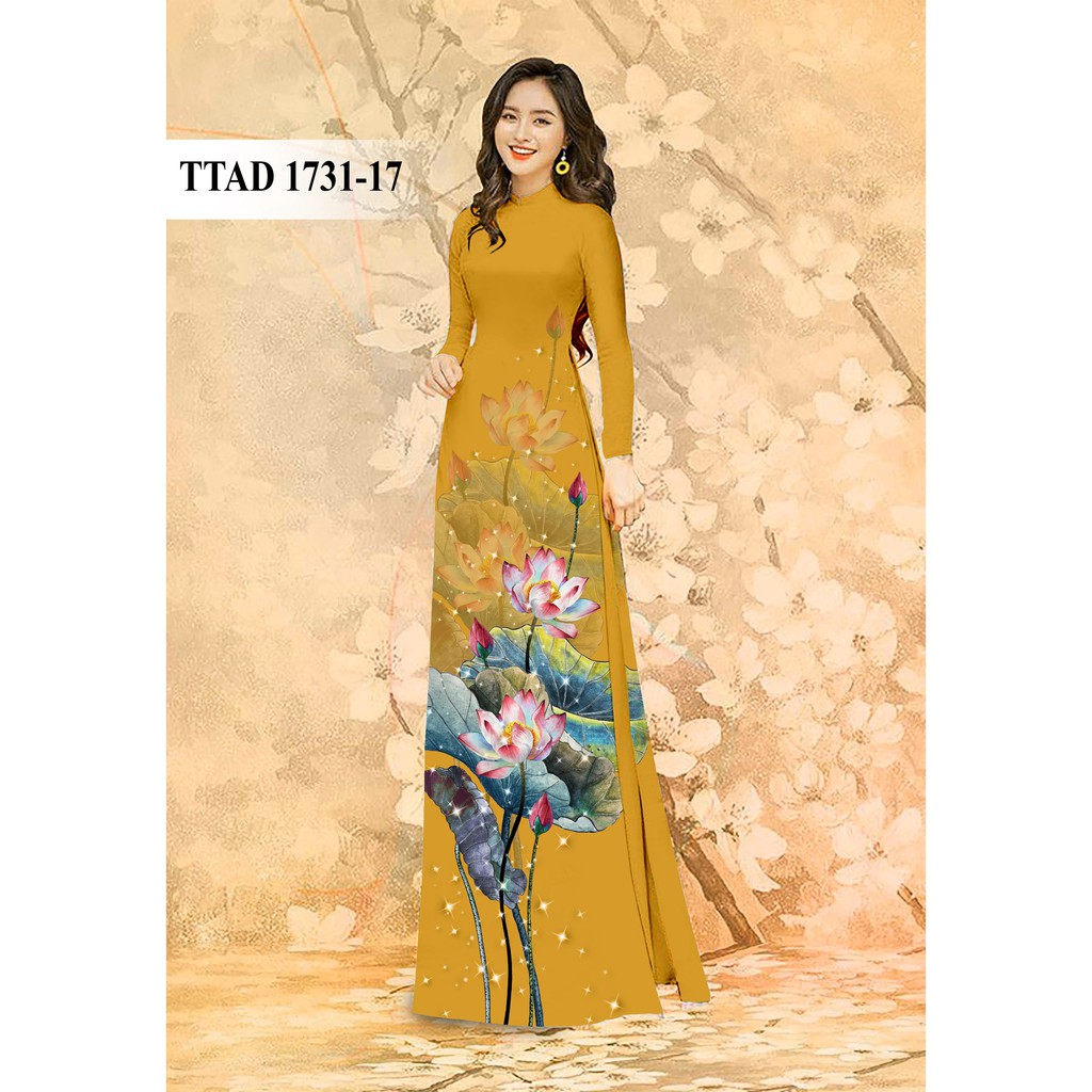 Vải áo dài in 3D họa tiết hoa sen