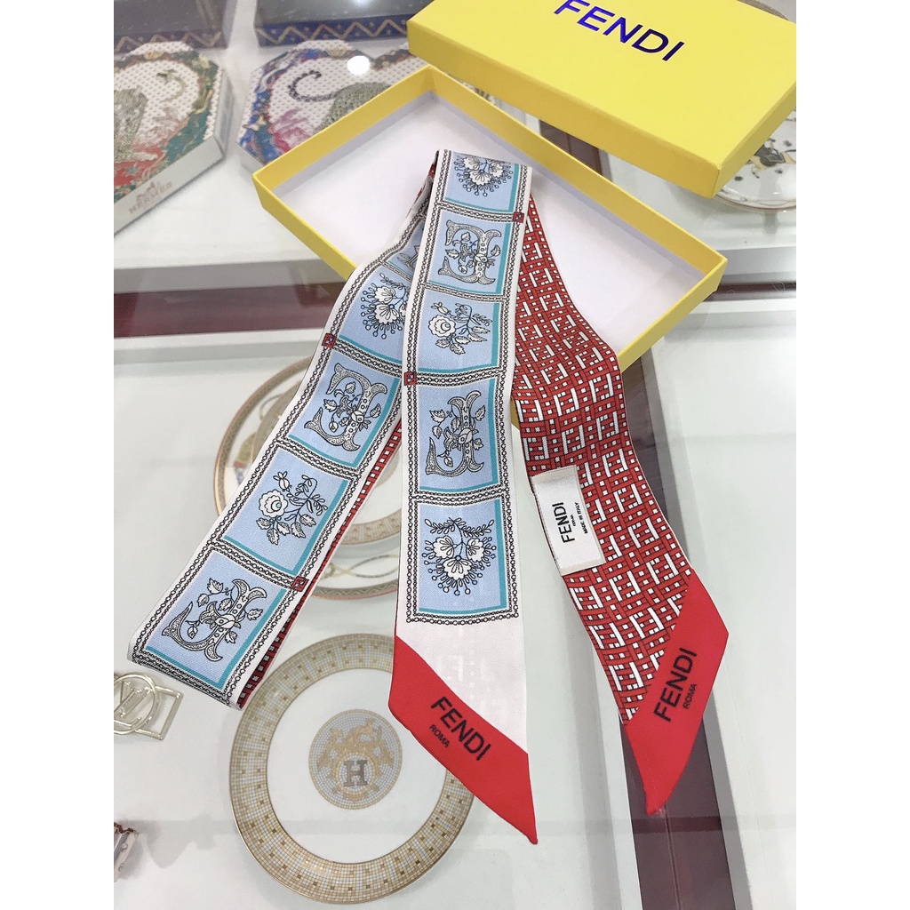 Khăn Quàng Cổ / Xách Tay Bằng Ruy Băng Lụa In Họa Tiết FF 2022 Cho Nữ