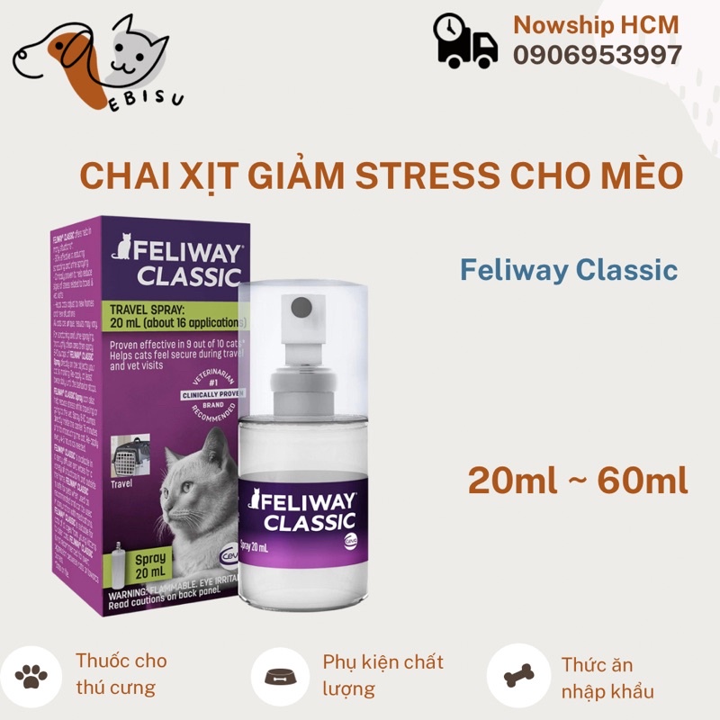 Feliway Classic Cat Calming Spray - Chai xịt giảm stress cho mèo 20ml/60ml