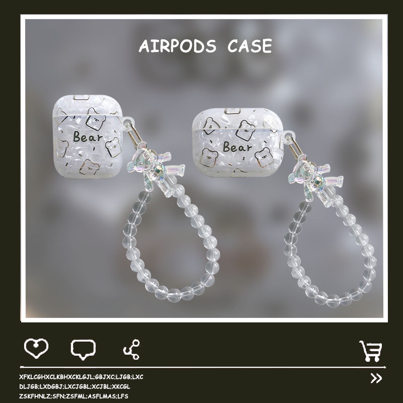 Vỏ bảo vệ hộp sạc tai nghe bluetooth không dây hình gấu/ mèo lấp lánh thích hợp cho Apple Airpods 1/ 2/ 3 Pro