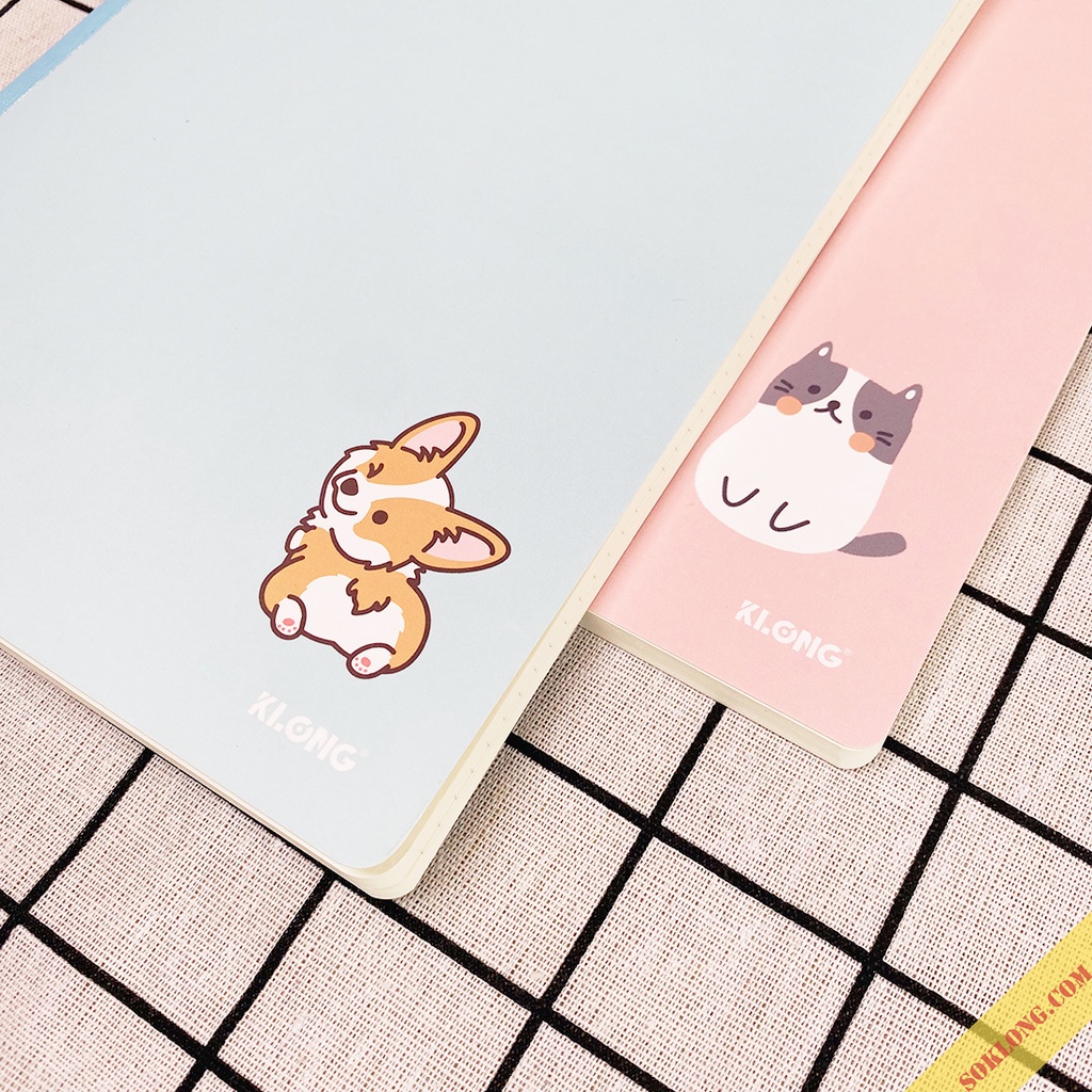 Vở B5 may dán gáy 120 trang caro 5x5 MS 835 Klong bìa màu Pastel VPPKLONG, sổ Klong Vở chọn màu