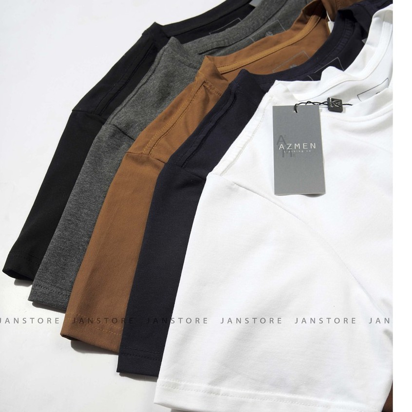 Áo phông trơn cổ tròn 100% cotton trắng đen nhiều màu Azmen , áo thun basic ngắn tay nam nữ Unisex Jan Store | BigBuy360 - bigbuy360.vn