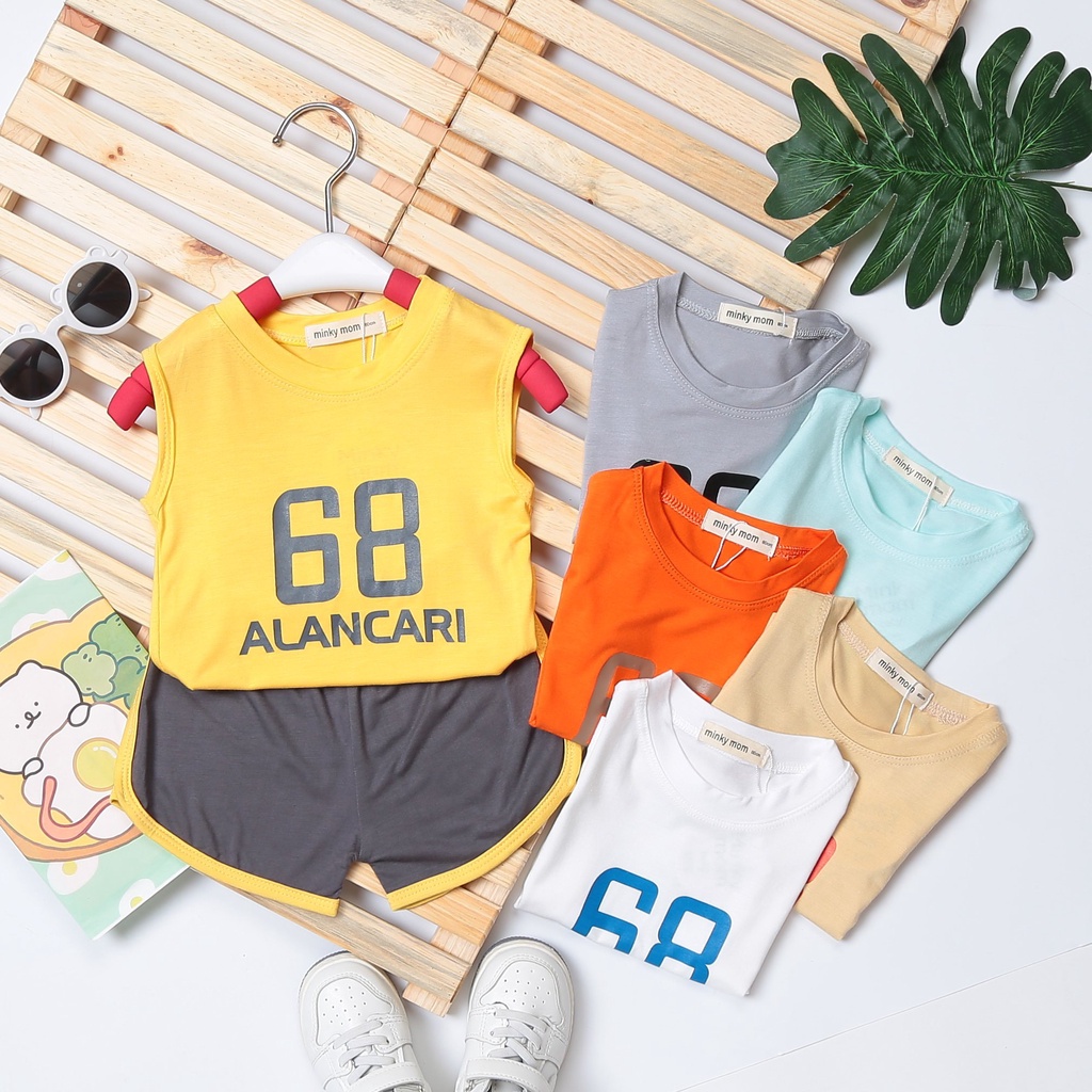 Bộ sát nách thun lạnh minkymom mẫu in số cho bé