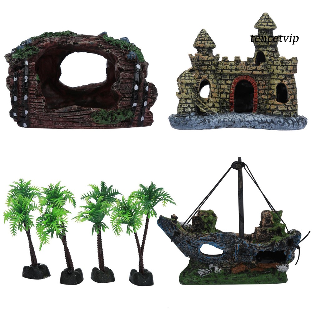 Phụ kiện trang trí hồ cá bằng nhựa resin nhiều kiểu dáng tùy chọn
