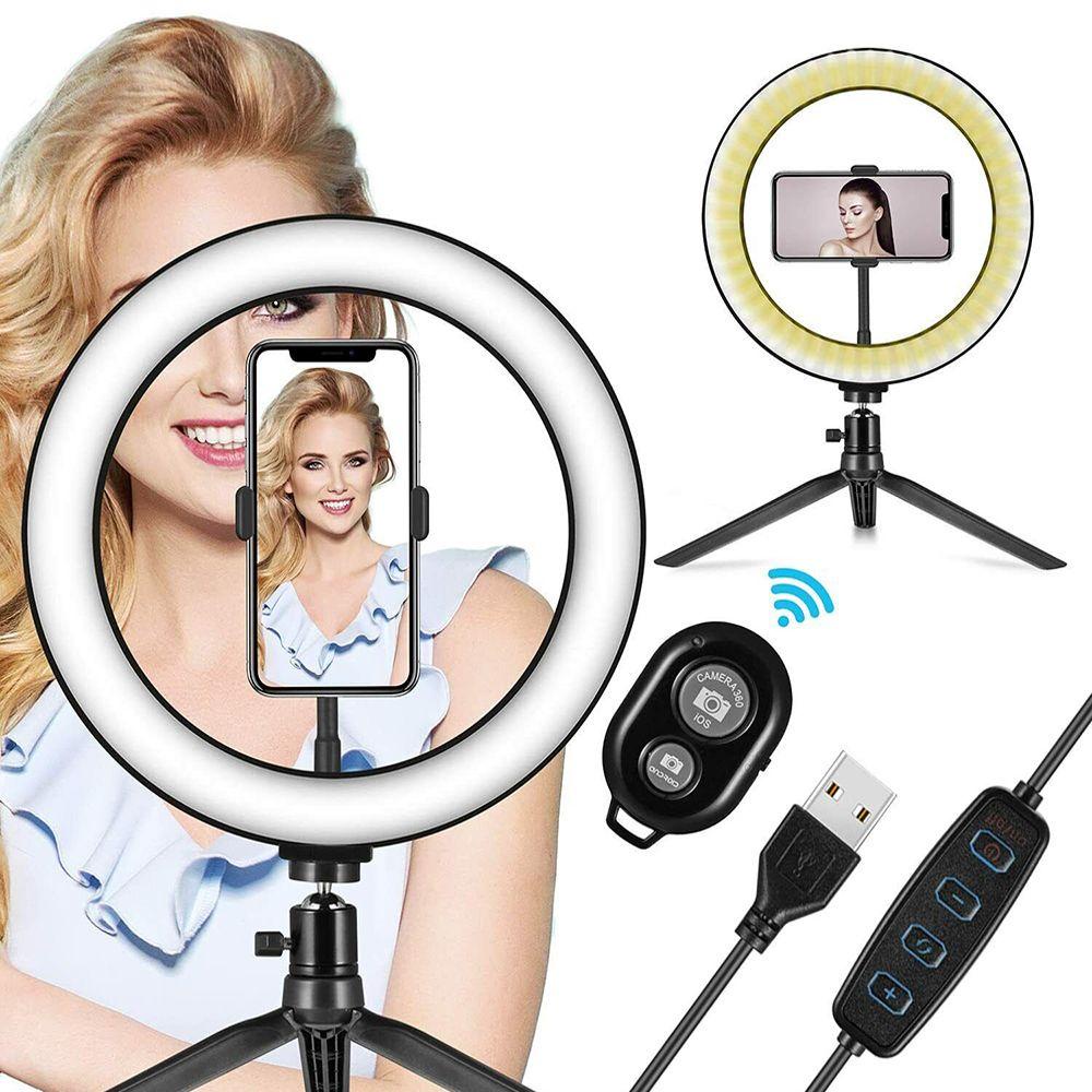 JONYE Vòng Đèn LED Trang Điểm 3 Chế Độ Kèm Giá Đỡ Tripod Cho Tik Tok Youtube