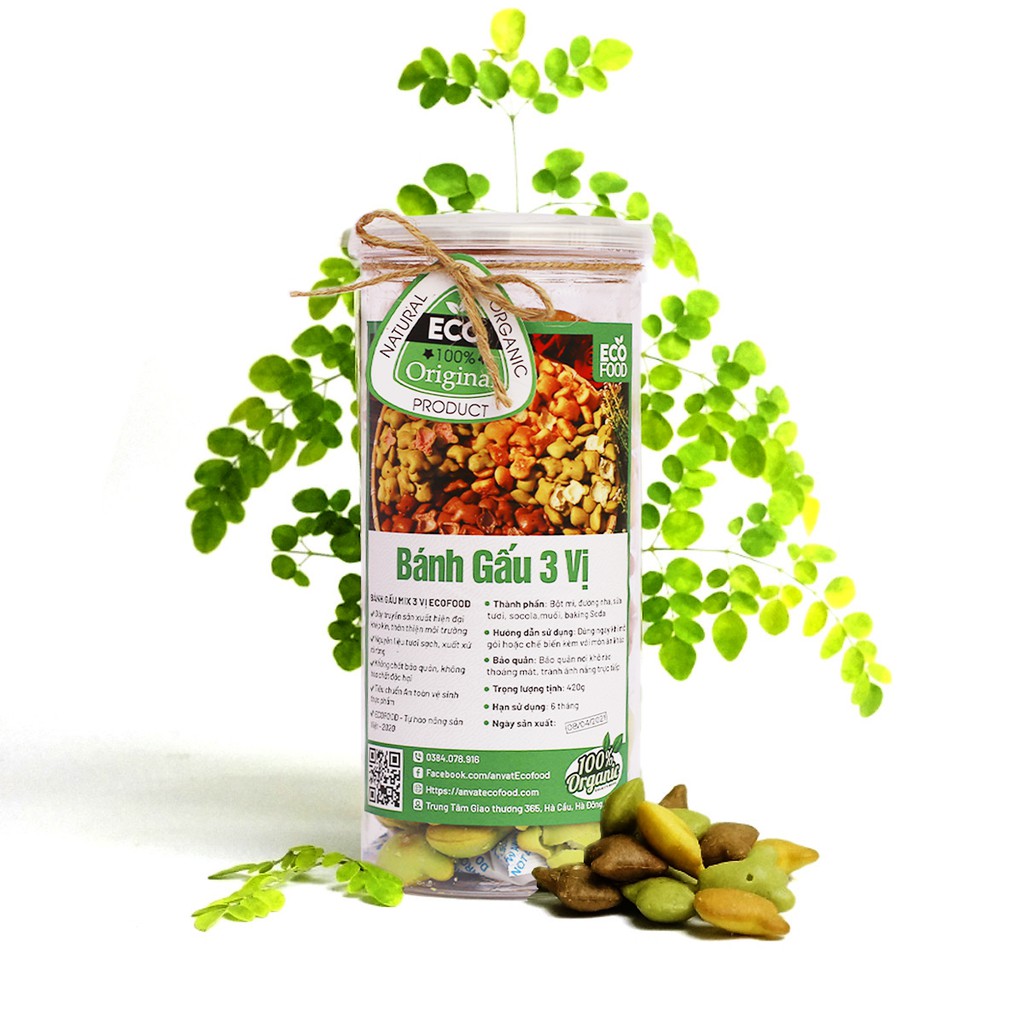 Bánh Gấu Nhân Kem Mix 3 Vị 420G  Ecofood - Đồ ăn vặt Việt Nam - An toàn vệ sinh thực phẩm