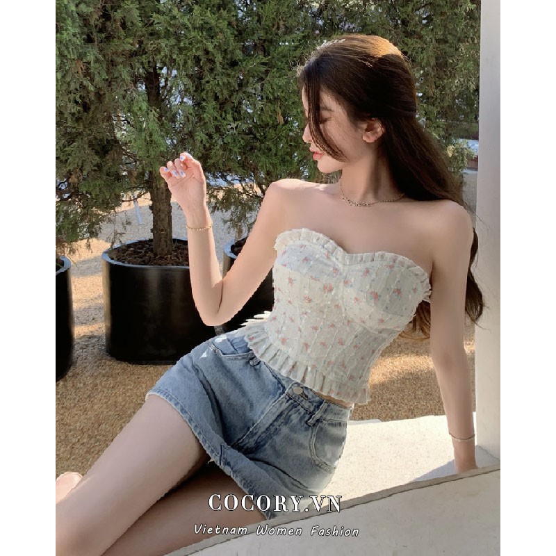 Cocory vn Thời Trang Áo Ống Hoạ Tiết Hoa Cho Nữ