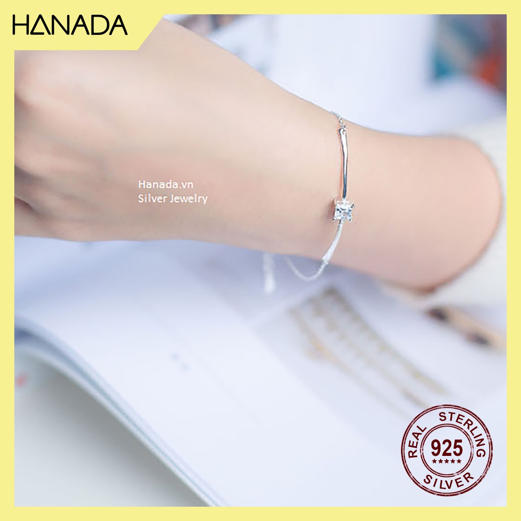 Lắc Tay Bạc 925 Hanada Kiềng Phối Dây Đính Đá