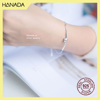 Lắc tay bạc 925 hanada kiềng phối dây đính đá