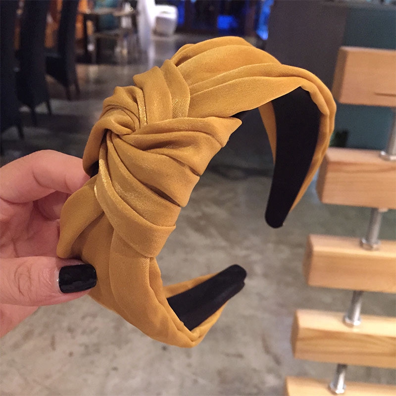 Băng đô bản to họa tiết thắt nơ màu trơn sang trọng cho nữ