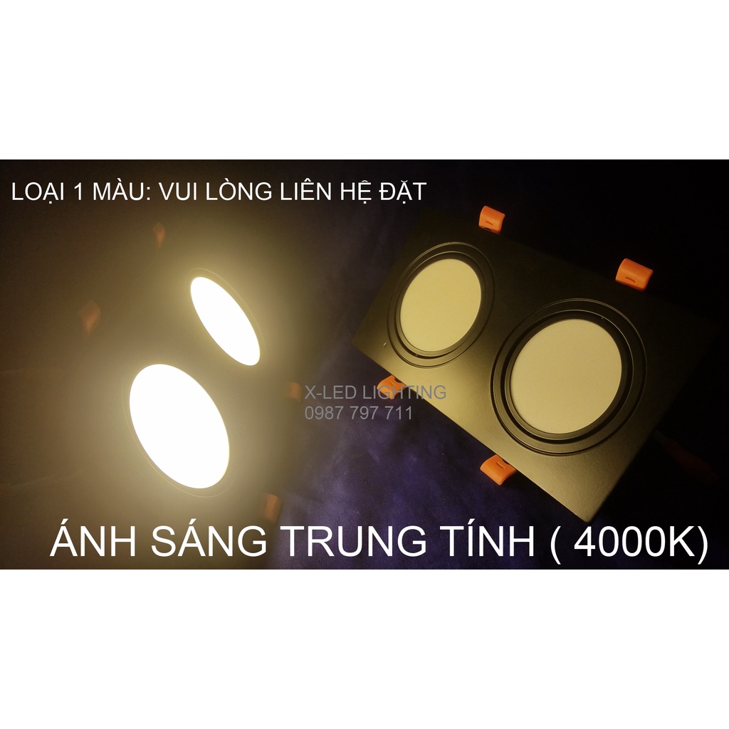 Đèn âm trần đôi chống chói , 2 bóng - Vỏ đen - 7w, 10w