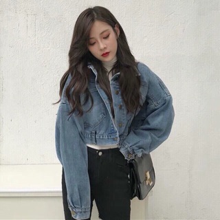 🔥Áo Khoác Jean Lửng Nút Sau