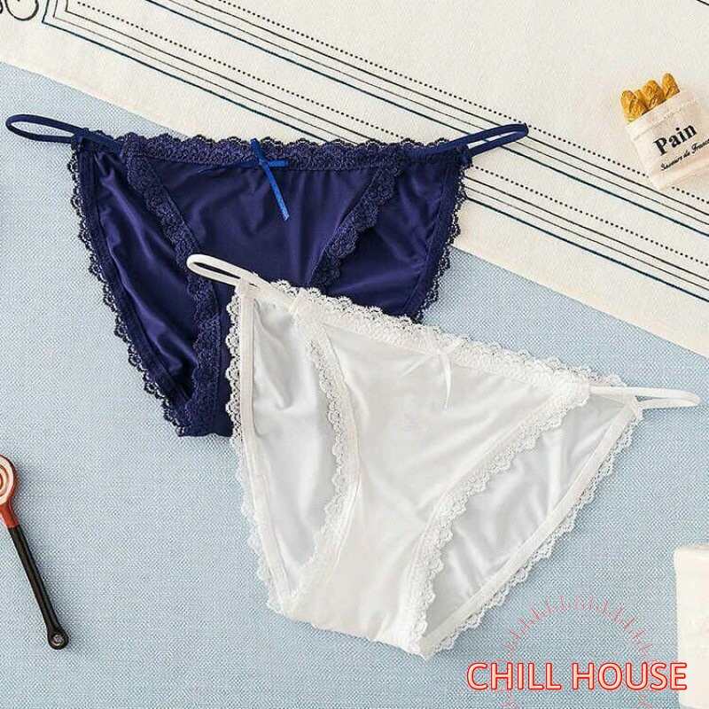 Quần lót nữ su pha ren đính nơ, dây hông mảnh sexy Q 059