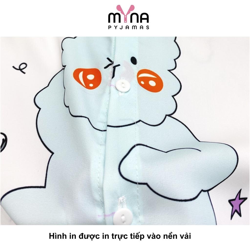 Quần áo trẻ em pijama bé gái áo cộc quần dài cổ nhọn in 3D - Myna Pyjamas
