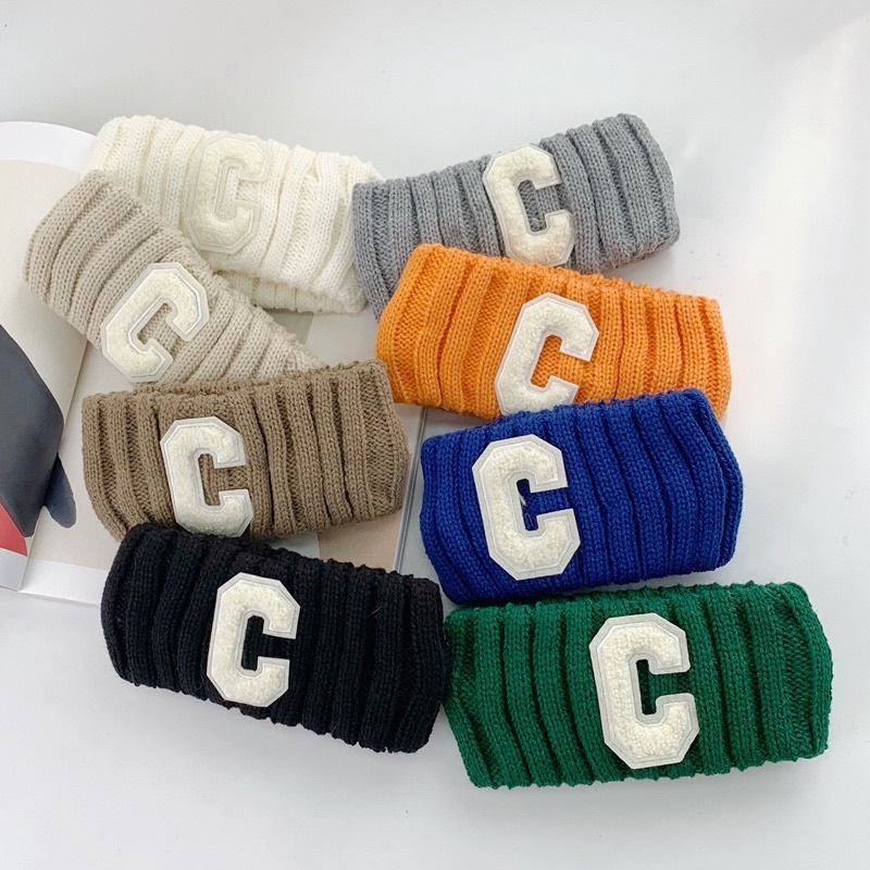 Băng đô len thêu chữ C năng động cá tính phong cách Hàn Quốc dành cho nữ