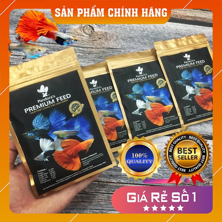 Cám Pandora Gold,thức ăn cho cá bảy màu,betta gói 100g