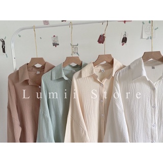 [SALE] Áo sơ mi nhăn basic chất đũi xốp mềm Freesize Lumii
