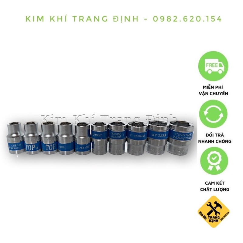 Bộ 10 đầu tuýp khẩu vặn ốc 8-24mm chuyên sửa chữa