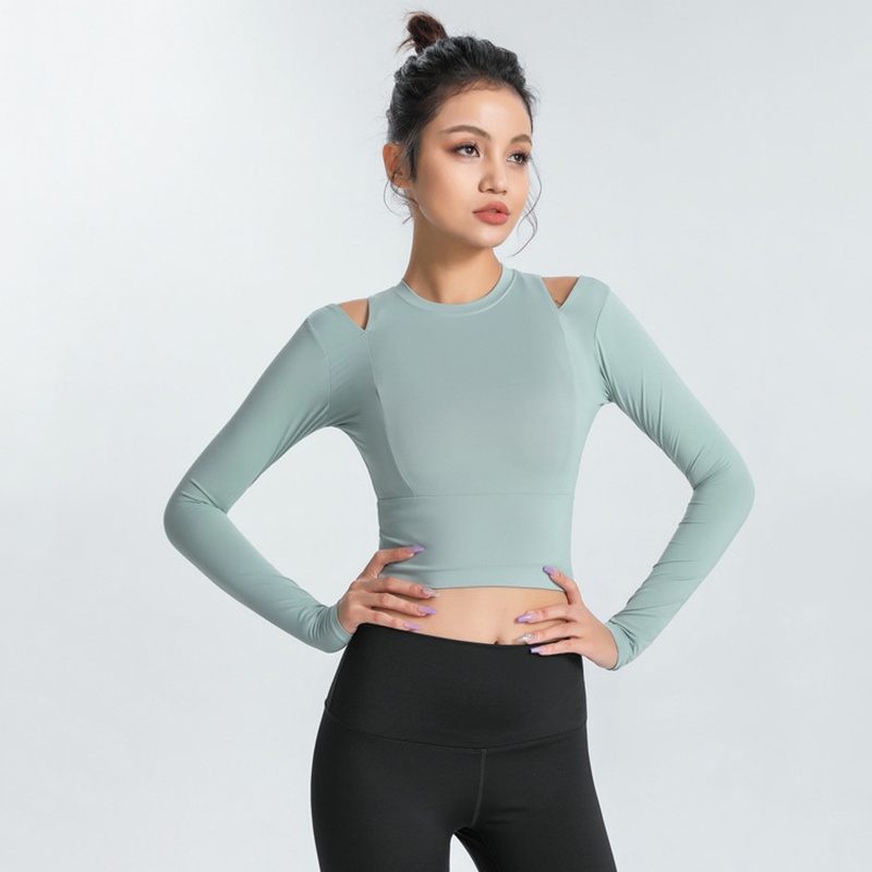 Lululemon    Áo Thun Tay Dài Cổ Tròn Khoét Vai Chất Liệu Co Giãn Mềm Mại Thời Trang Tập yoga Quyến Rũ 1280